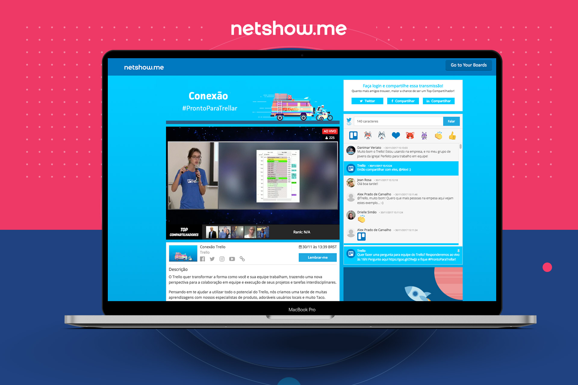 Netshow.me oferecerá seu software de transmissão ao vivo gratuitamente para viabilizar a realização de eventos online.