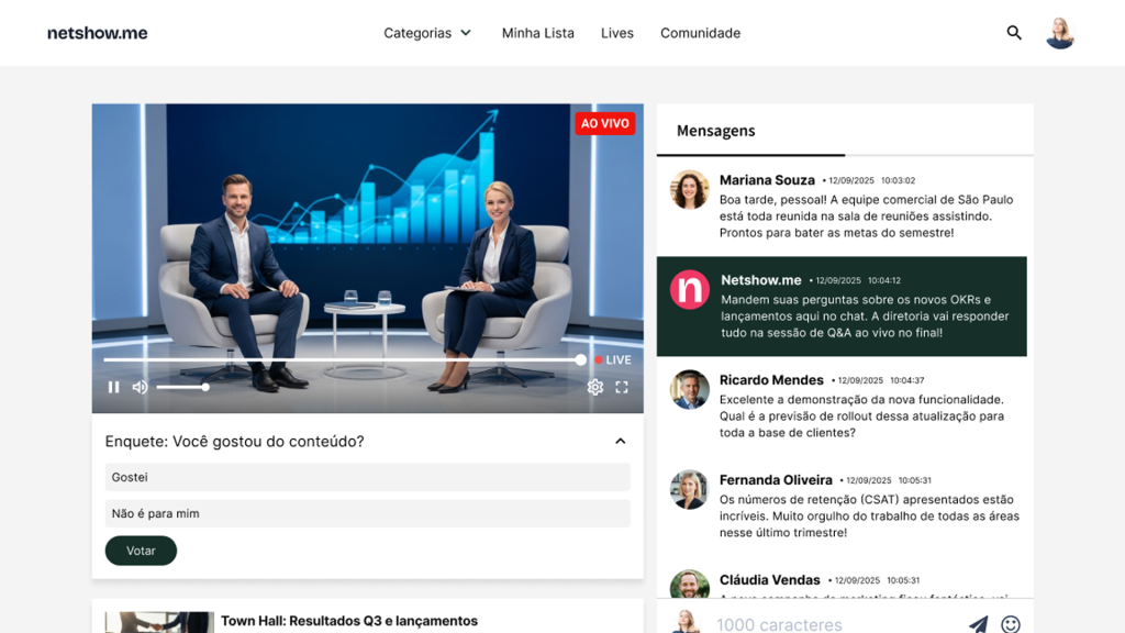O papel das lives dentro de uma plataforma OTT corporativa - Netshow.me
